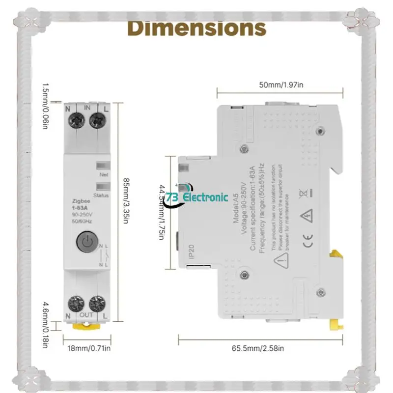 24-Hour Delivery V0 Fireproof Tuya Zigbee Smart Circuit Breaker 63A Retardant Alarm Electricity Monitor APP Controlled Threshold