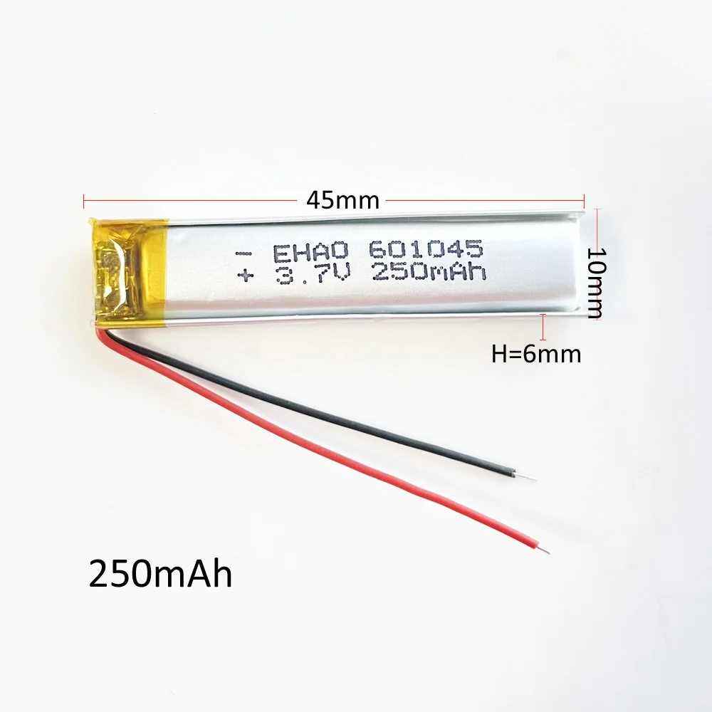 5x3.7V 250mAh litowo-polimerowy Li-Po akumulator i komórki 601045 dla Mp3 GPS zestaw słuchawkowy Bluetooth inteligentny zegarek