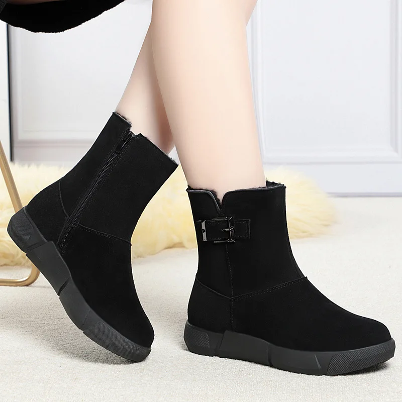

DIMANYU Female Snow Boots Genuine Leather 2025 New Wool Warm Women's Boots Round Head Large Winter Boots Women's