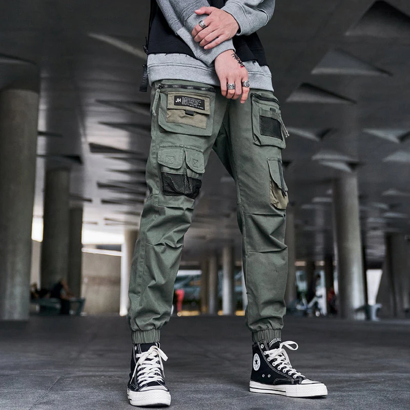 HKSH Men's Darkwear Cargo Pants Spring Autumn High Street Trendy Darkwear Casual Cropped Leggings Punk Tactical Trousers HK0005