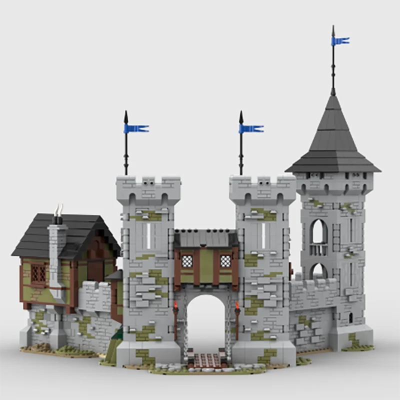 New 2218Pcs Moc European Medieval Street View Black Castle Model Building Diy Creative Ideas Bricks Toy Birthday Gift Blocks