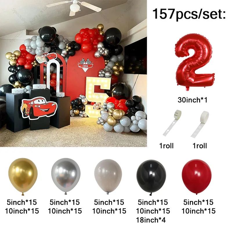 157 pçs/set dos desenhos animados carro tema festa arco guirlanda kit balões crianças brinquedos festa de aniversário decoração 1st chá de bebê ar globos bola