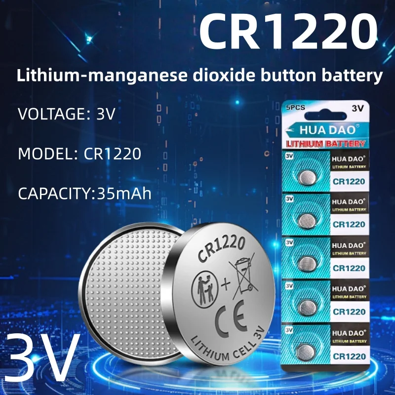 

High Capacity CR1220 Batteries 3V Lithium Coin Cell Fit for Watches healthcare Devices Calculator