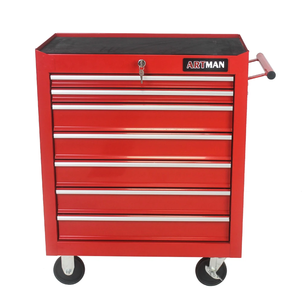 

7 DRAWERS MULTIFUNCTIONAL TOOL CART WITH WHEELS-RED