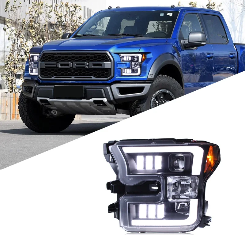 

For Ford F150 SVT RAPTOR 2015-2020 US version headlight assembly modified LED lens headlight daytime running light