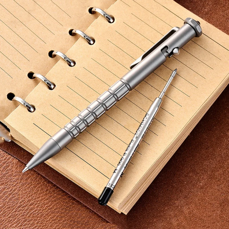 

2 IN 1 Titanium Alloy Automatic Pencil Rollerball Signature Pen G2 refill Writing Tactical Pen EDC Tool Window Breaker