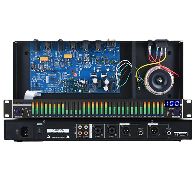 

Professional 31-Band Digital Graphic Equalizer EQ-222, Stereo Audio Processor with Spectrum Display for Stage, Bar & Home KTV