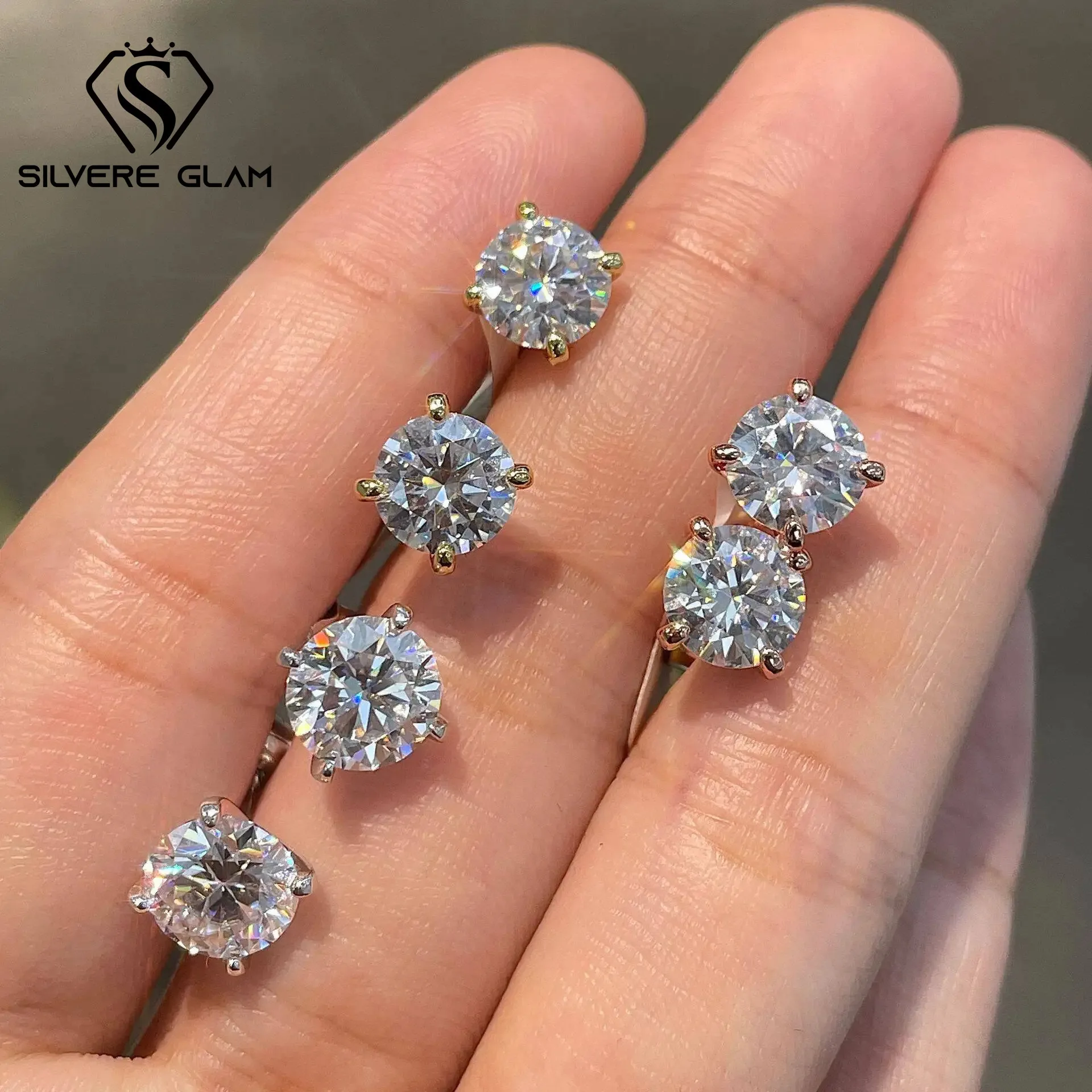 TY Moissanite Shining Earrings for Women Real 925 Sterling Silver Simple Stud EarringsD Color with Certificate Fine Jewelry Gift