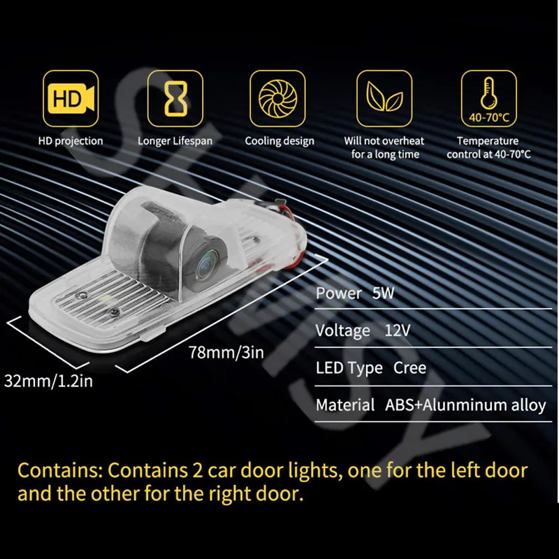 2X LED Autotür-Willkommenslicht Ghost Shadow Courtesy Lamp Projektor Zubehör für Accord 7. und 8. Generation 2003-2013 2007 2008 2009 2011 – Detail 4
