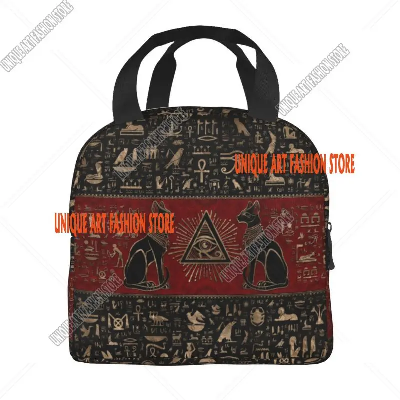 Ancient Egypt Eye Of Horus Insulated Lunch Bags for Camping Travel Egyptian Bastet Cat Leakproof Thermal Cooler Lunch Box