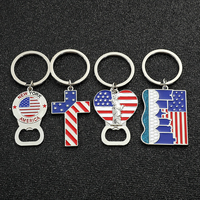 USA Flag Bottle Opener Keychains Creative American Flag Metal Enamel Pendant Keyrings for Women Men Fashion Jewelry Friends Gift