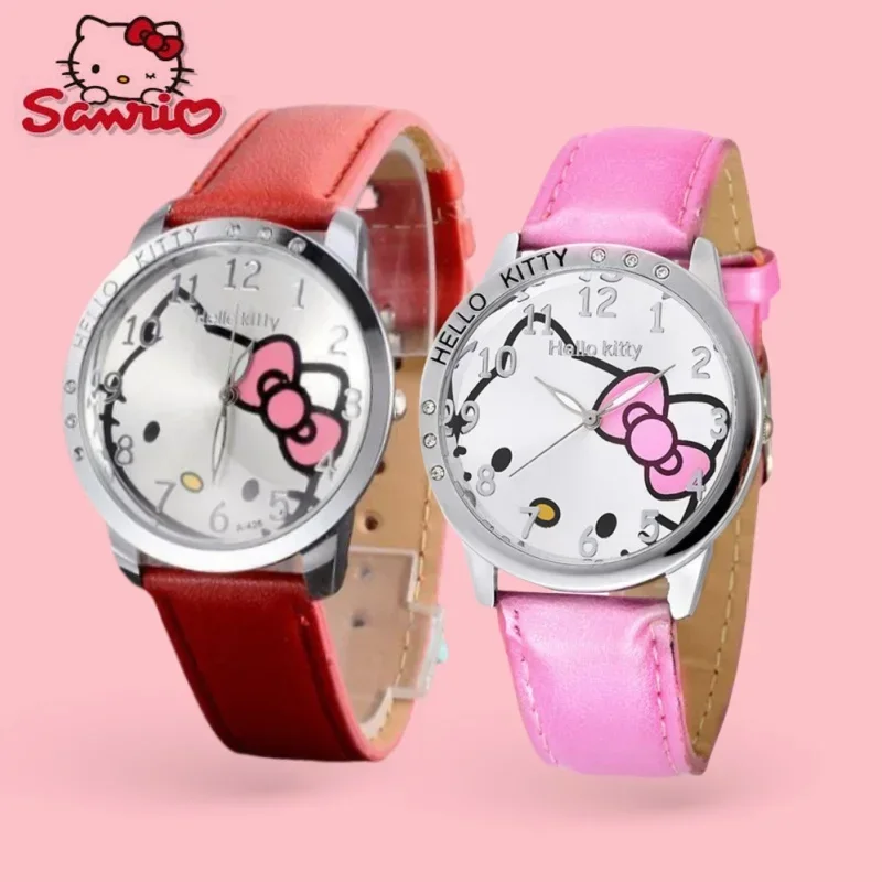 MINISO HelloKittys كوارتز ساعات الأطفال ساعات المعصم أنيمي Kawaii الفتيات أساور ساعات للنساء موضة هدايا الاطفال