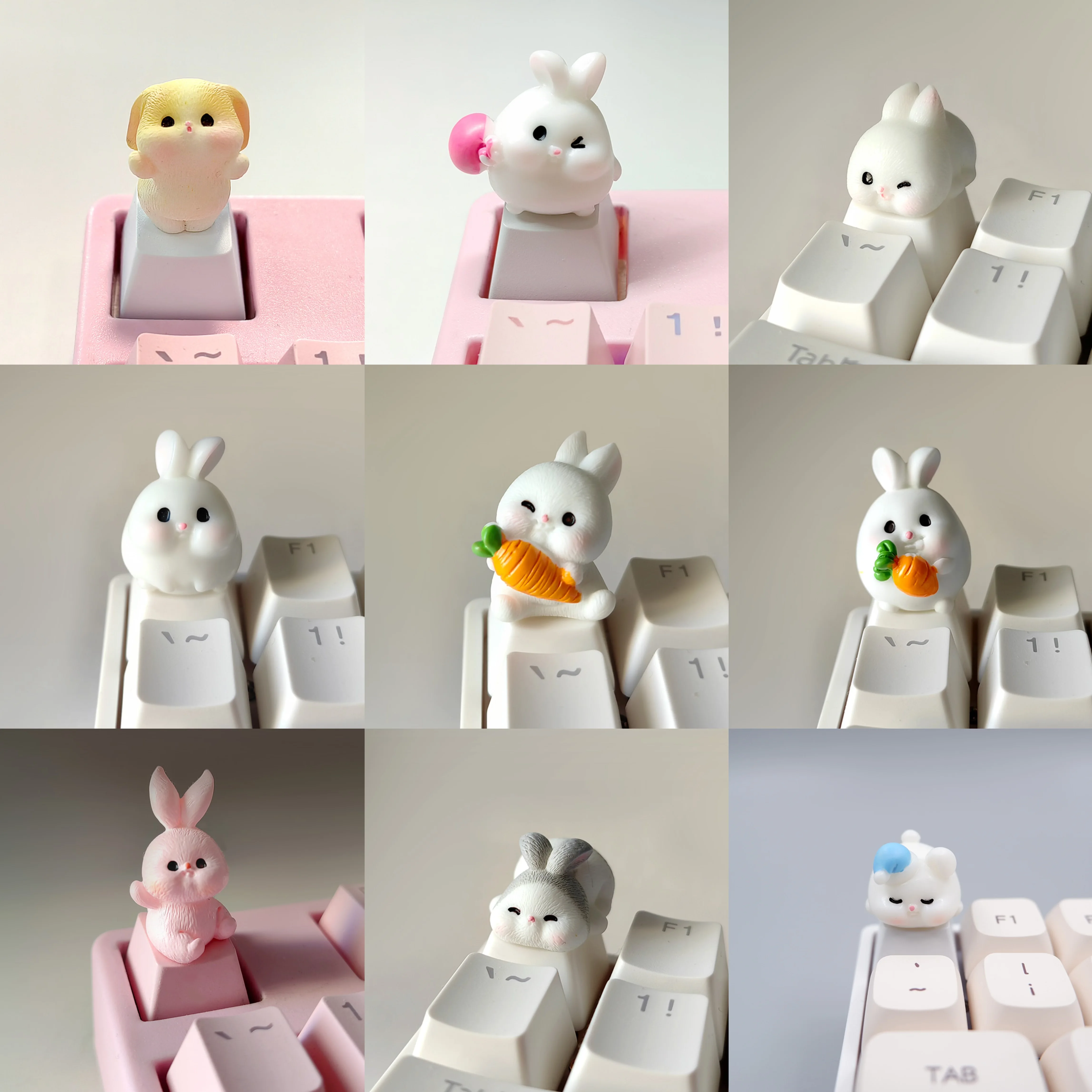 Capuchons de touches de personnalité, lapin de dessin animé mignon, pour clavier mécanique, Ecs, décoration de clé