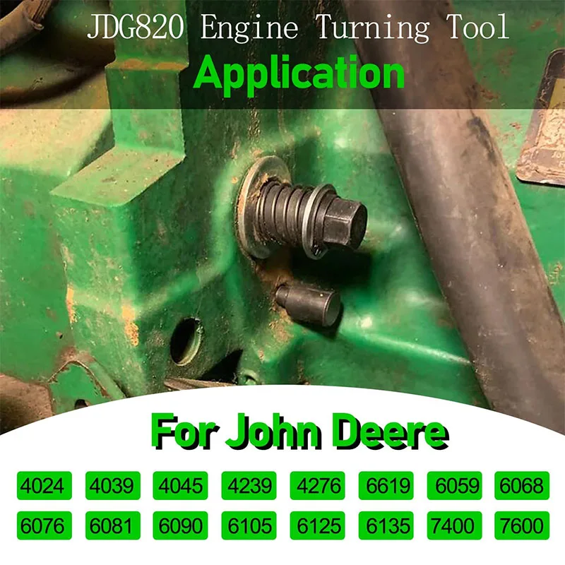 JDG820 Engine Turning Tool for John Deere JDE81-1, 4024, 4039, 4045, 4239, 4276, 6619, 6059, 6068,  6076, 7400 and 7600 Tractors