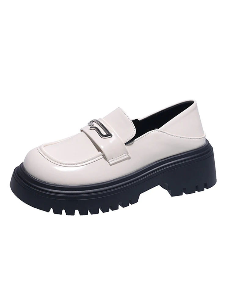 Mocassini da donna scarpe punta tonda autunno Casual Sneakers femminili Oxfords Modis All-Match Slip-on tacchi autunno nuova pelle 2023