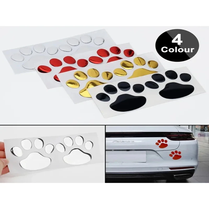 2/4/6/8pcs 3d Stickers Paw Animal Dog Cat Cool Design Bear Foot Prints Footprint Decal Car Stickers For Auto Motorcycle