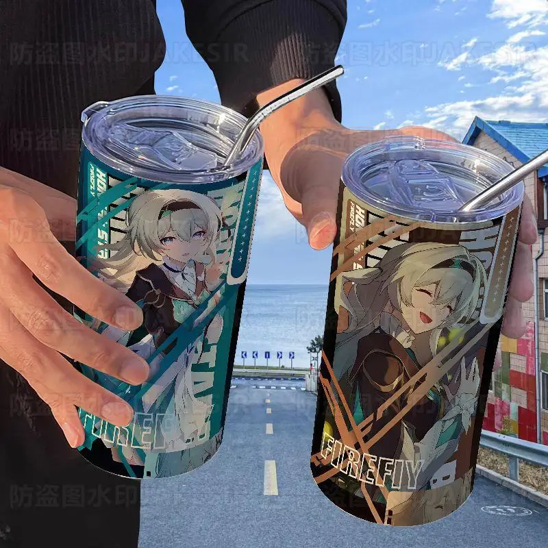 

Honkai Impact 3 Firefly Kafka Silver Wolf Insulated Cup With Straw Coffee Cup Ins Student Female For Christmas Gift