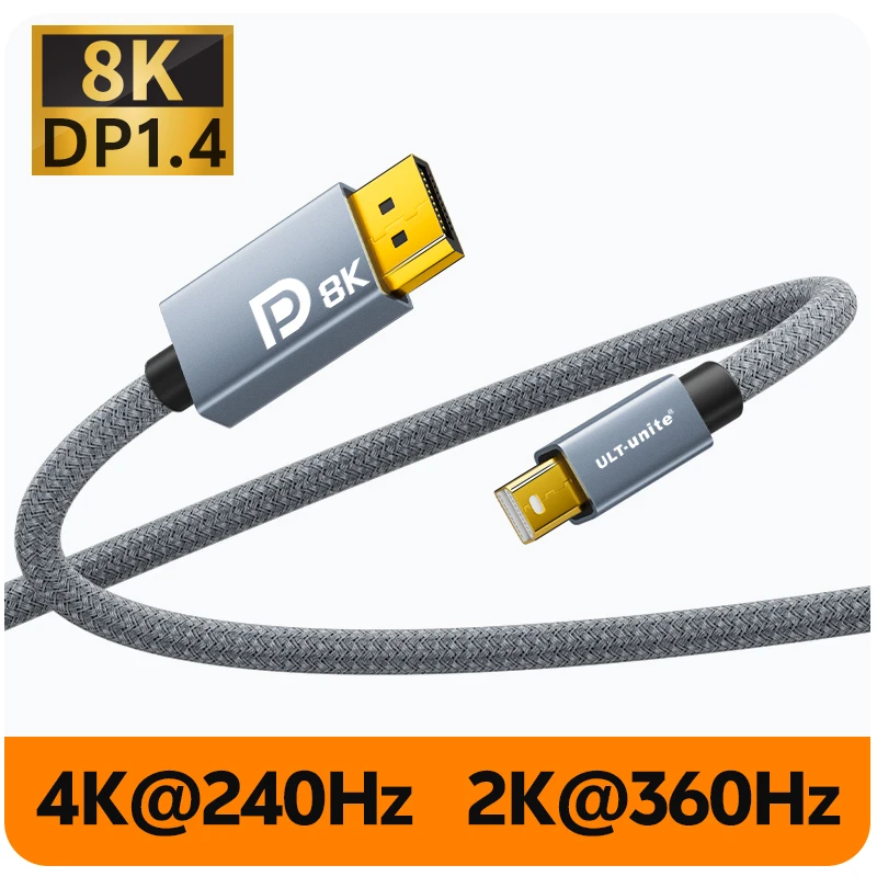 8K60Hz Mini DP to DP Cable Bidirectional 4K144Hz DP to Mini Display Port DP Cables for Monitor Projector Laptop MacBook