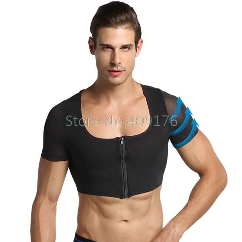 Masculino Shaper Emagrecedor Peitoral Ginecomastia Topo Novo Corretor de Postura Undershirt Direto nas Costas