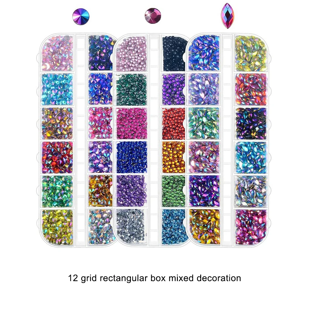 

3set Artistic Touch Multicolored Nail Art Rhinestones For Nail Decoration Treatment With High Temperature Technology