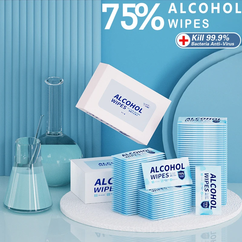 

50Pcs Disposable 75% Cleaning Wipes Individually Wrapped For Disposable Cleaning Pads Home Disinfectant Wipes Screen Clean Towel
