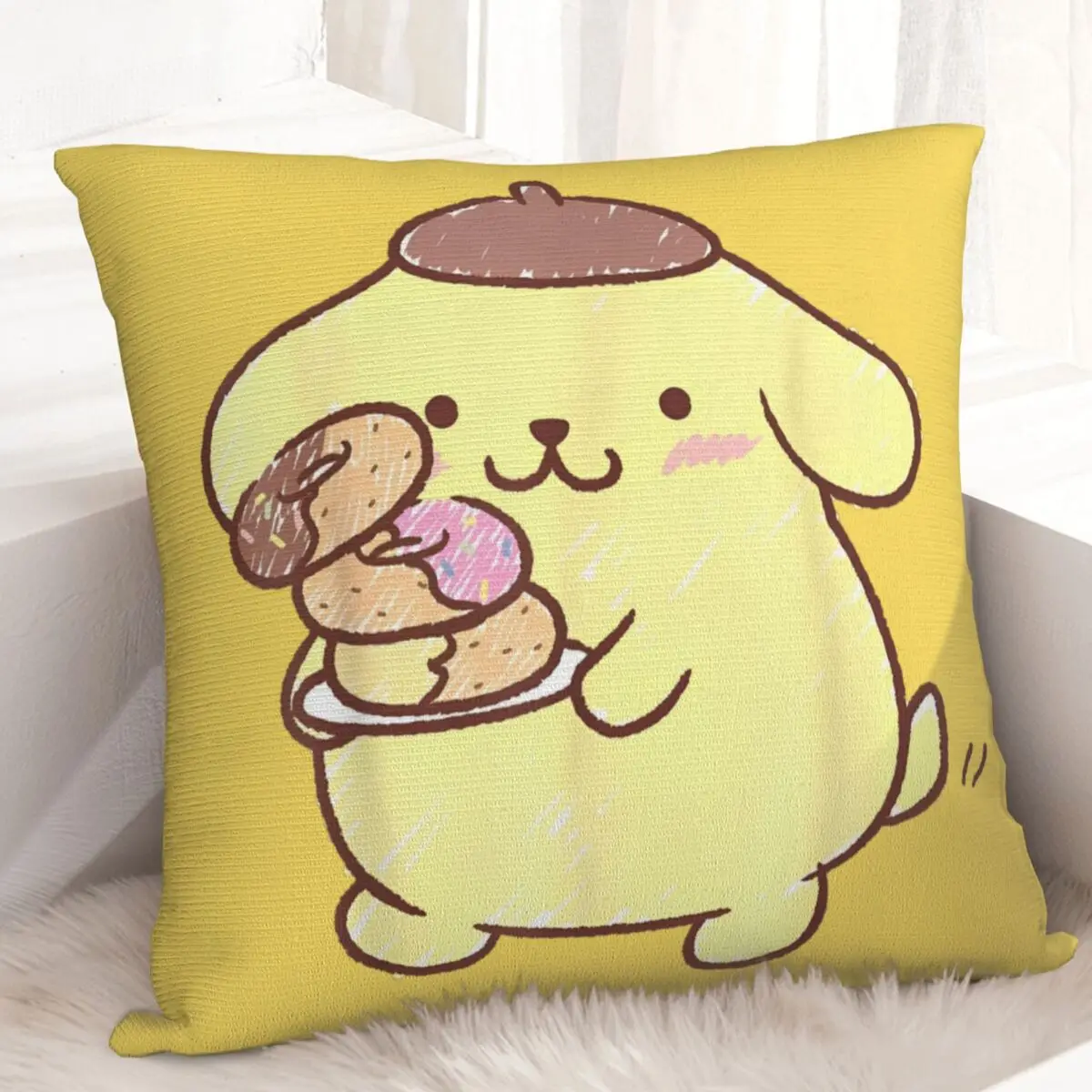 Pompompurin Donuts Pillow Case Cushion Cover Polyester Custom Pillow Cover Morden Pillowcases For Office Car Home Decorative