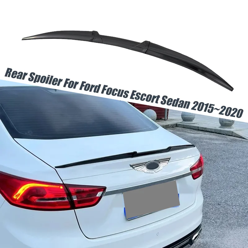 Para ford acessórios escort sedan 2015 2016 2017 2018 2019 2020 asa spoiler traseiro do porta-malas do carro 3 pçs de borracha preto fosco