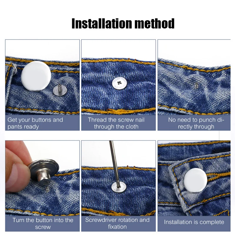 10pcs Waist Buttoned Trousers Jeans Buttons Without Nails Buttons Universal Adjustable Detachable Reusable Decor Sewing Tools
