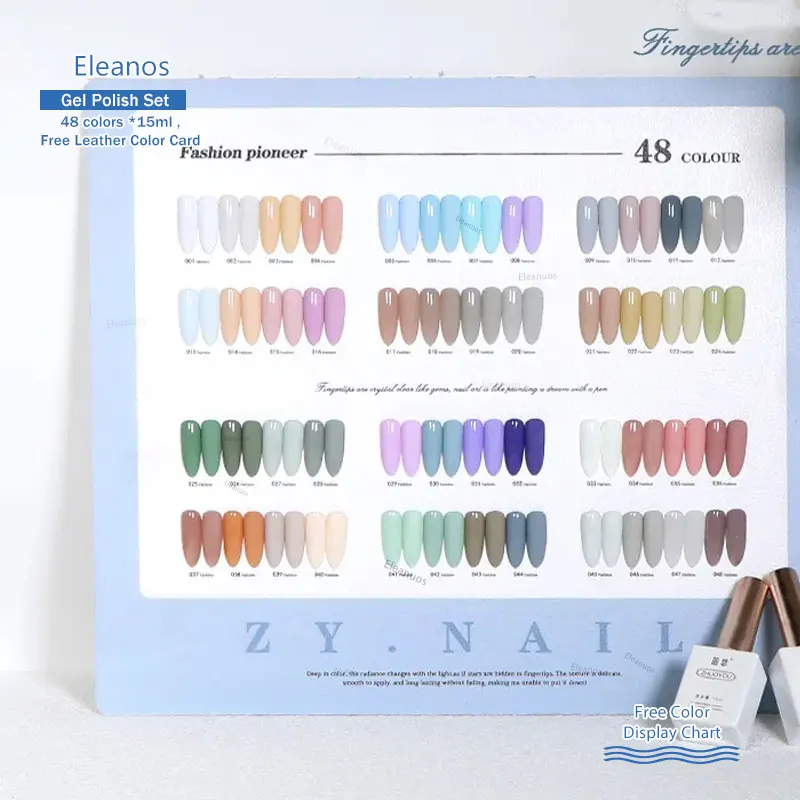 Eleanos Ice Cream 48pcs 15ML UV Color Gel Translucent Nude Pink Jelly Gel Nail Polish Milky Syrup Gel With Color Card Manicure