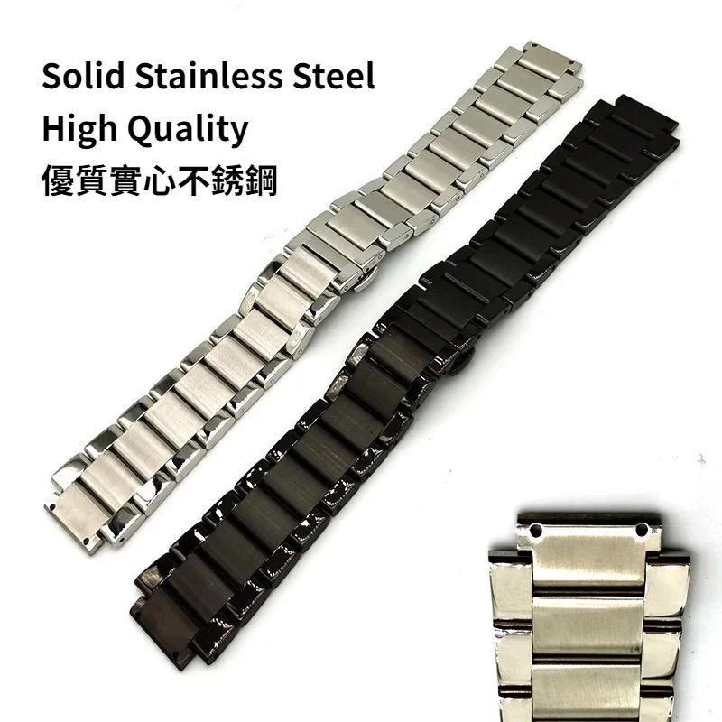 Solid Metal Watch Band Strap for Hublot 27×19mm Stainless Steel Watchband with Deployment Butterfly Clasp Bracelet Wrist Belts