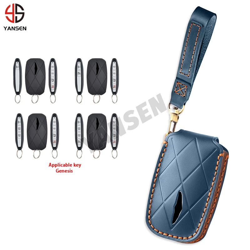 

7 Buttons New Leather Key Case Cover For Hyundai Genesis GV60 GV90 G90 G70 GV70 G80 GV80 EQ900 Genesis Keychain Keyring