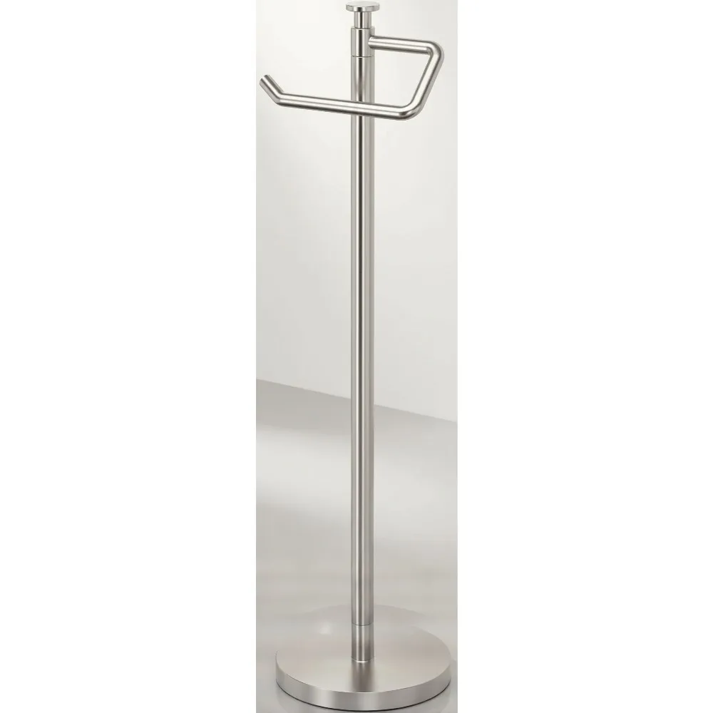 

Freestanding Toilet Paper Holder Stand, 23.68” Height, Satin Nickel Finish with Weighted Base for Modern Bathroom