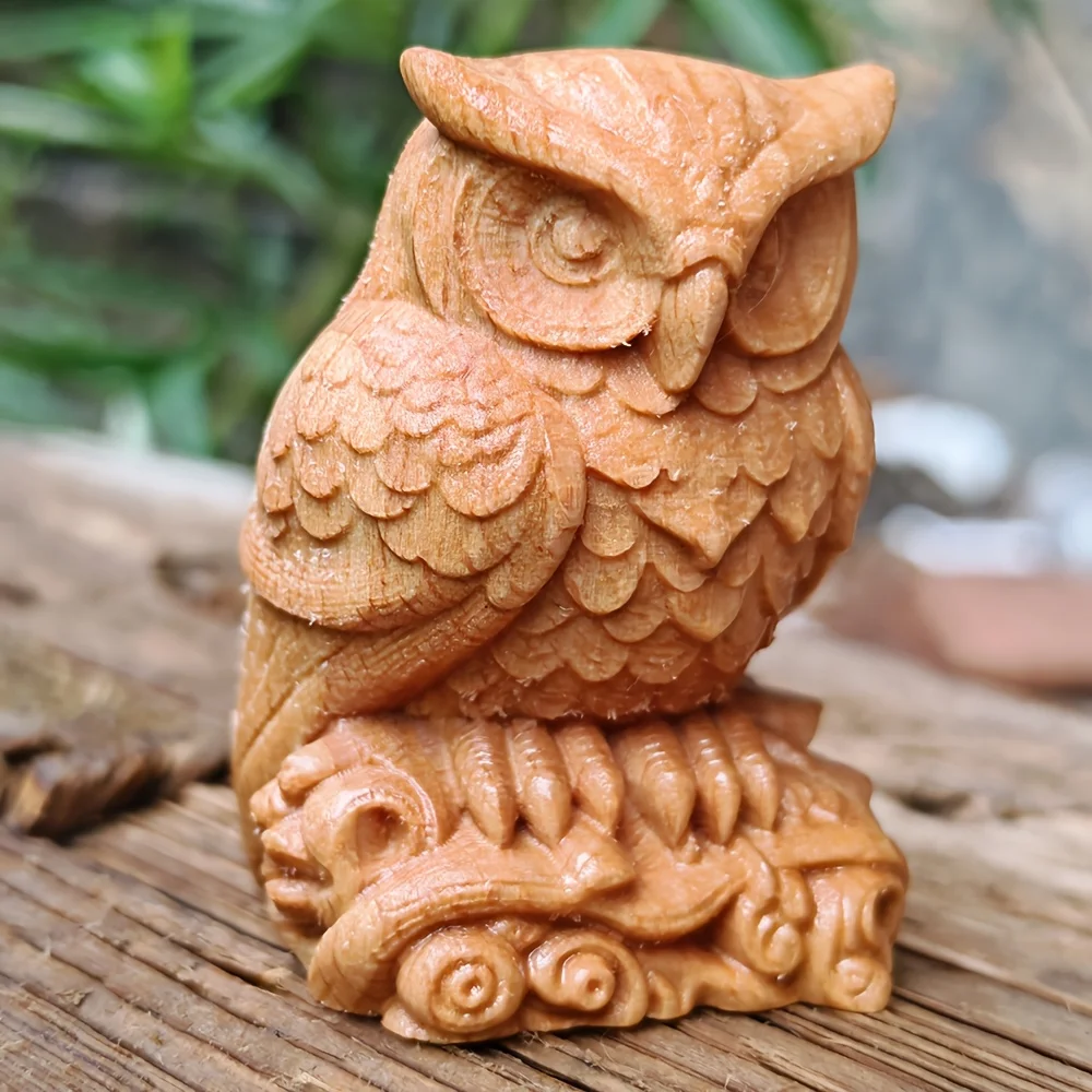 1.8 Inch Wooden Owl Ornament, Animal Style, Simple Style, Suitable for Housewarming Gifts, Christmas Gifts, Office Decoration, Men's Gifts, Back-To-School Season Gifts, Desktop Decorations, Bedroom
