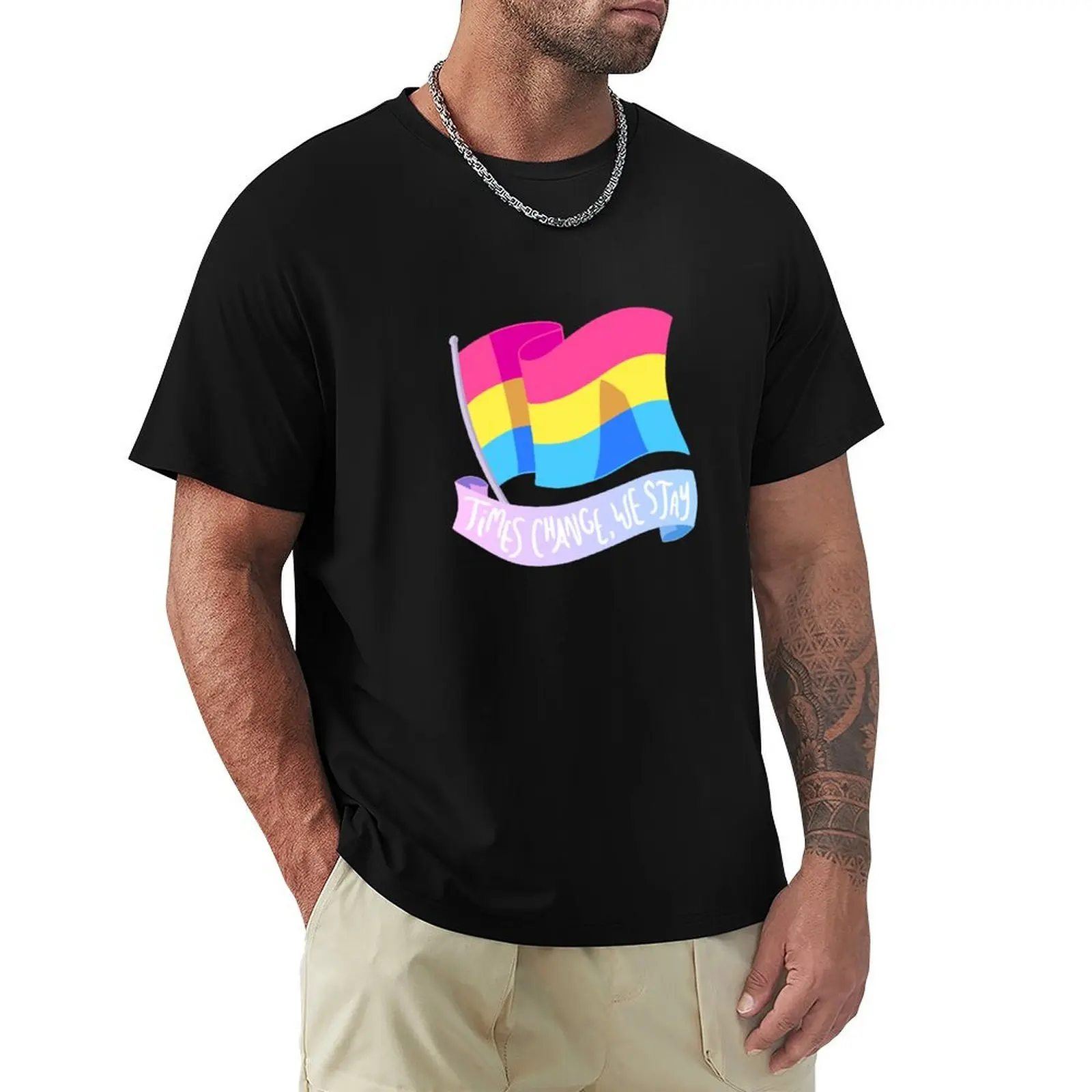 

LGBT+ Pansexual Pride Flag T-Shirt man t shirt shirts graphic tees plus size men clothing