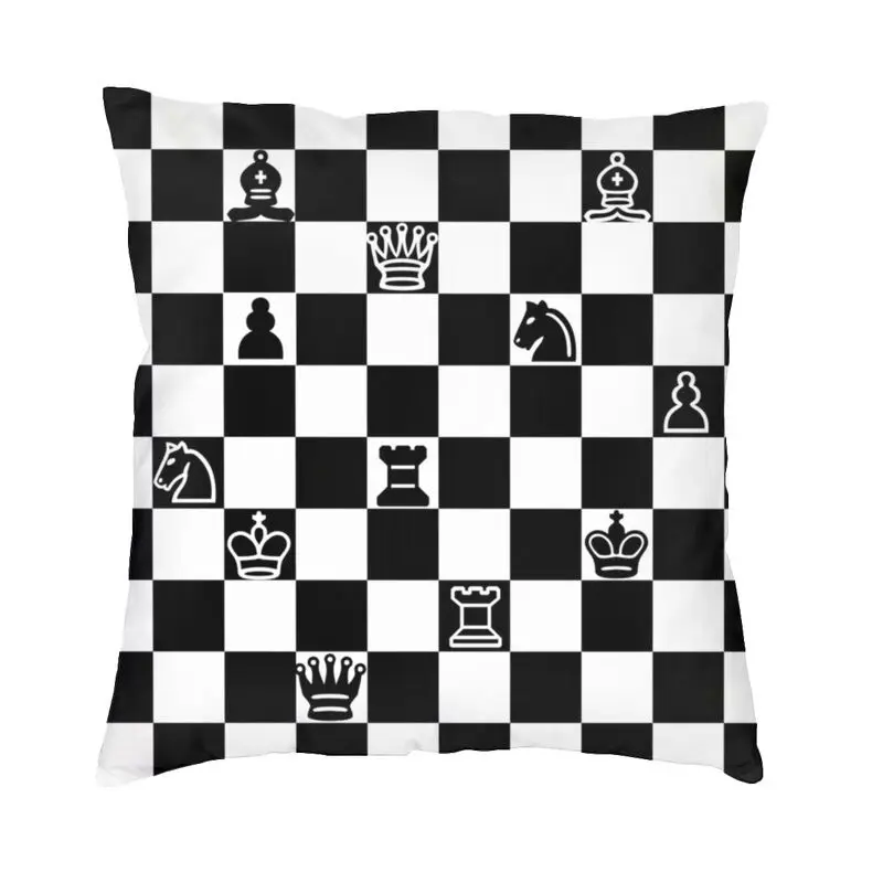 

Шахматная наволочка 45x45 см для дивана, шахматная доска, роскошный чехол для подушки, мягкая наволочка