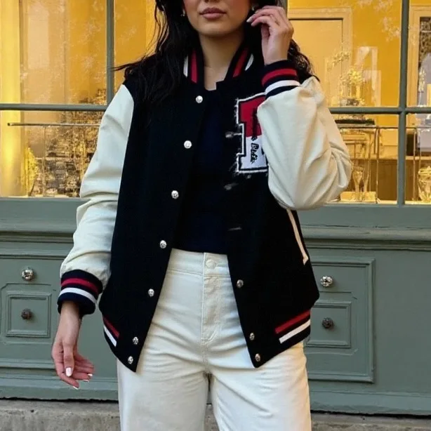 HUMADE Japanse retro stijlvolle honkbaljas geborduurd co-branded herfst winter paar bovenkleding