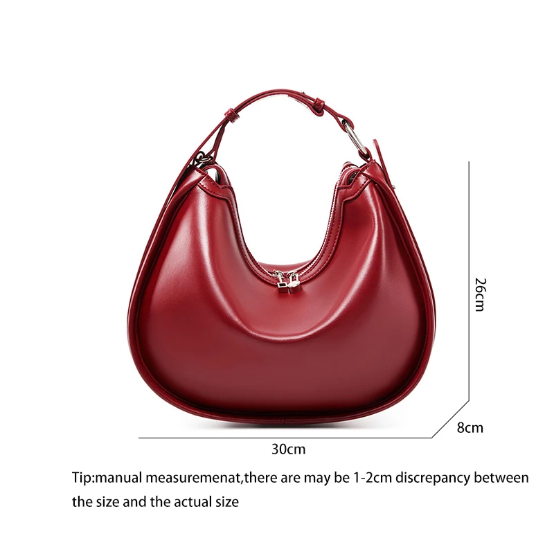 Pure Split Cowhide Leather Women's Hobos Underarm Bag For Ladies Soft Shoulder Crossbody Bag Luxury Female Designer Wholesale