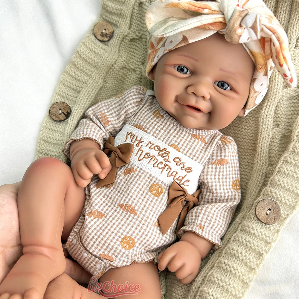 

17-дюймовая силиконовая кукла-реборн Вивьен с открытыми глазами, темнокожая, реалистичная, с тонкими деталями, для демонстрации и коллекционирования