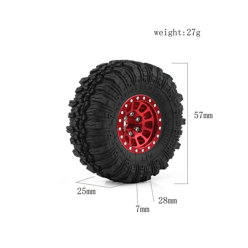 RCカービーズロックCNCホイールリム、1:24 rcクローラー用マッドタイヤ、アキシャルscx24、fcx24、enduro24アップグレード (W1049-T2430) 、60x20mm、1.0\