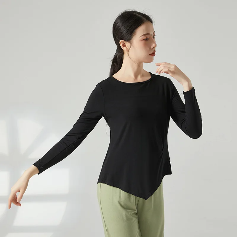 Roupas de prática de dança feminina primavera e verão novas roupas de dança topos soltos roupas de treinamento de corpo dança