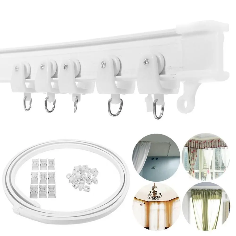 Plastic Curtain Rail White Modern Style Visible Track Nano Silencer Curtains Accessories Plastic Bendable Curtain Track