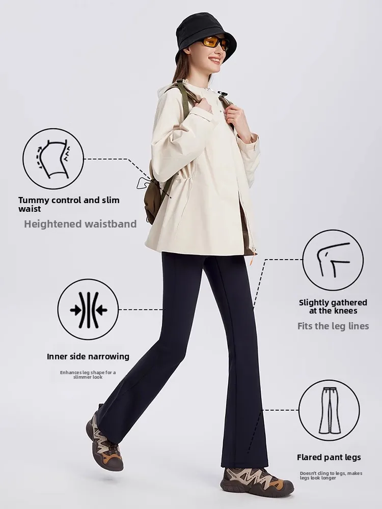 Thiened Fce Women's Bell Bot Pants Fitn arkskin Trousers a Butt Lifting Elastic Winter Outerwear