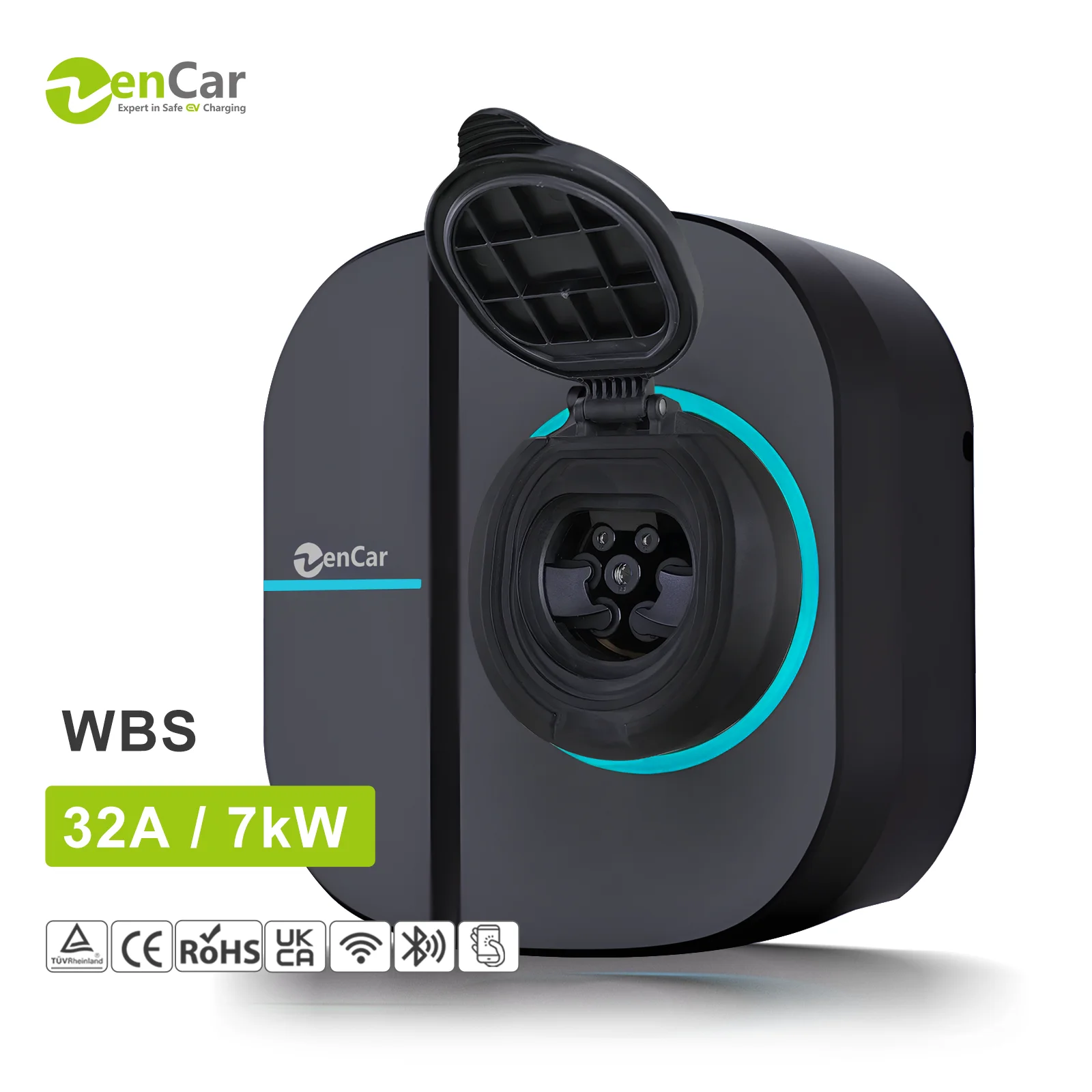 New Smart 32A 7kW IP54 Rated Wallbox With Wif RFID APP Female Type 2 Socket Shutter For Home EV Charging