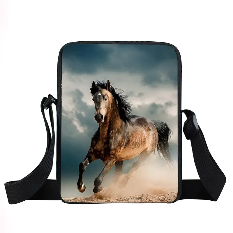 Bolso de mensajero de caballo de Animal para mujer, bandolera pequeña de lona cruzada, bolsos de viaje para niñas, bolsos de hombro para damas,