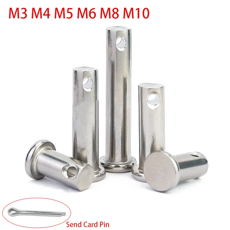 5/10pcs M3 M4 M5 M6 M8 M10 Flat Head Cylindrical Pin Good Quality 304 Stainless Steel Axis Pin With Hole Positioning Pins