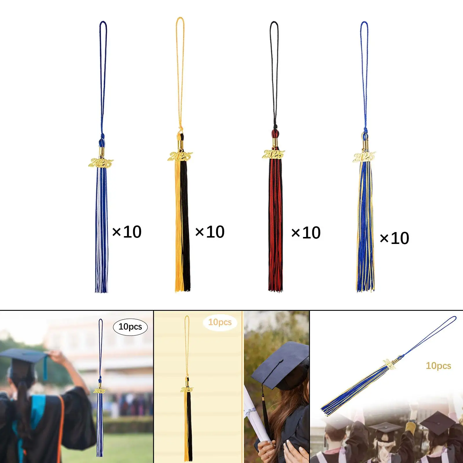 

10 штук: Золотые кисточки для выпускных платьев с подвесками 2025, декор для выпускных церемоний и вечеринок