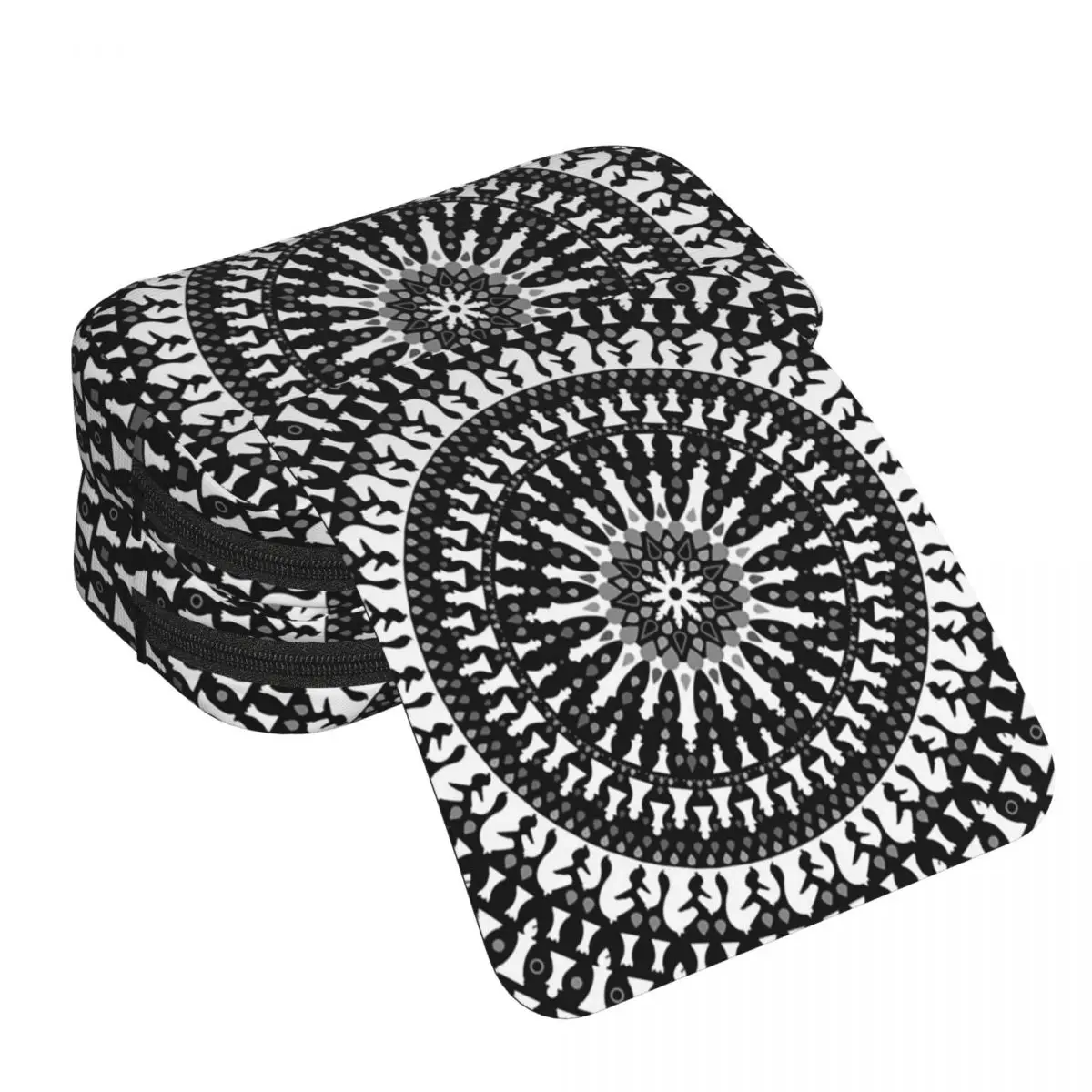 Chess Pieces Mandala Grayscale Chessboard Pencil Case for Kids School Pen Box Pencil Bag Stationery Supplies Pen Holder Bag