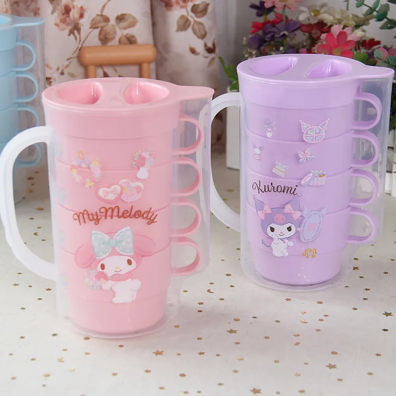 سانريو زجاجة ماء بارد 5 قطع مجموعة غلاية غرفة المعيشة المنزلي كورومي هالو كيتي كوب ماء إبريق ماء إبريق الشاي