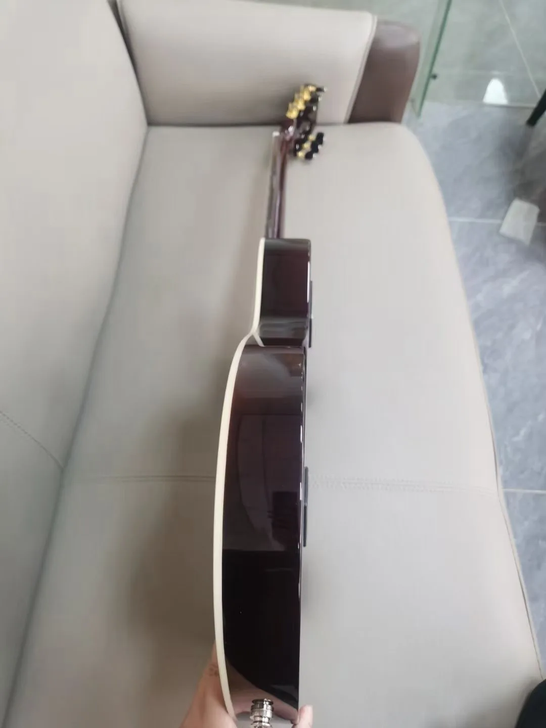 Portable Electric Guitar with Built-in Effect, Thin Body,Beautiful Flame Maple, Silent,Nylon String, Travel, Classical, Classic