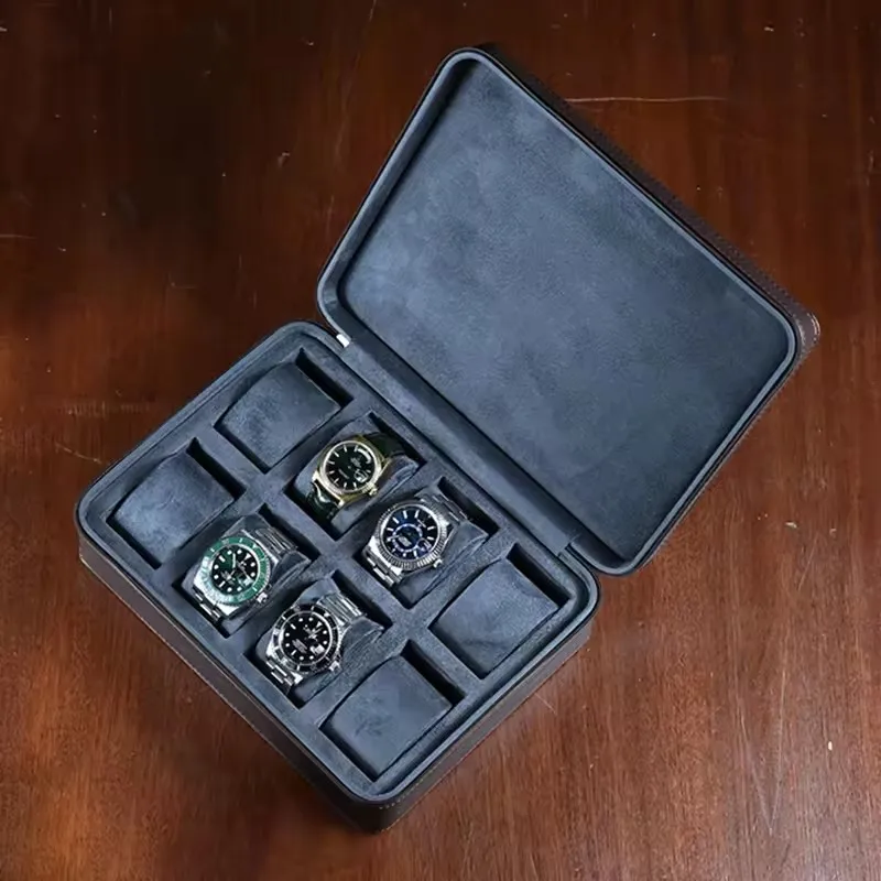 Leather Watch Box 8 Slots Watches Storage Box Portable Travel Mechanical Watch Organizer Boxes Men's Watches Packaging Boxes